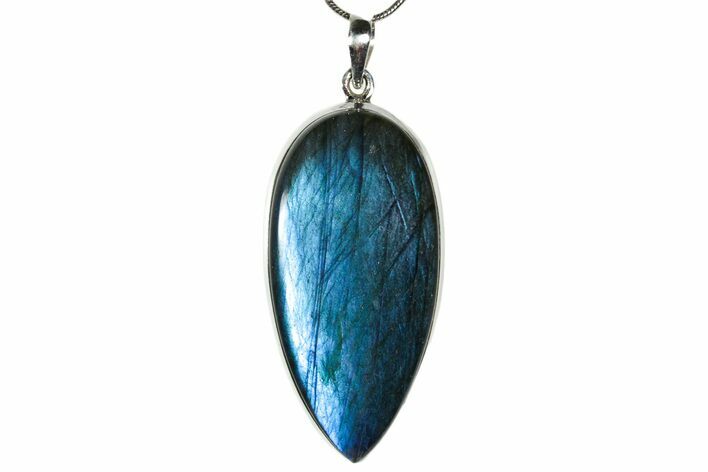 Brilliant Blue Labradorite Pendant with Chain #353877